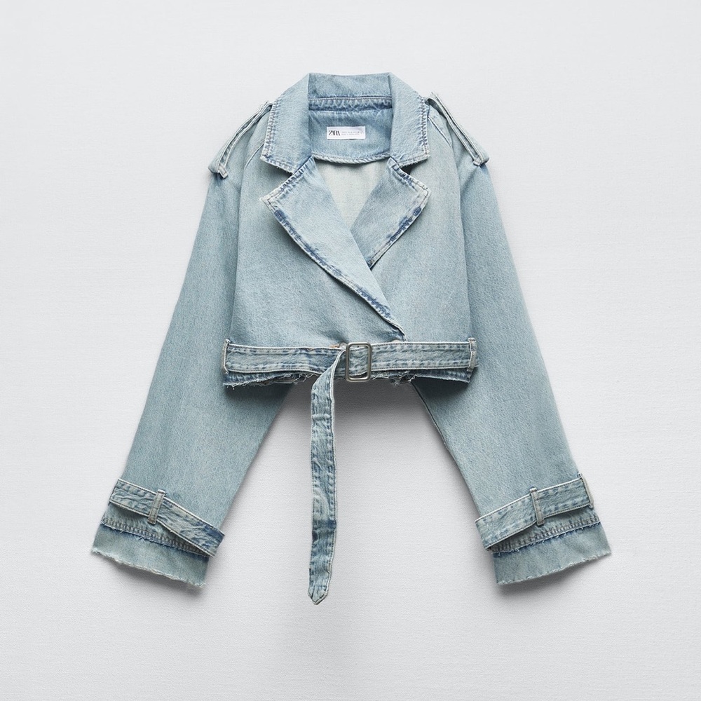 Zara denim crop coat
